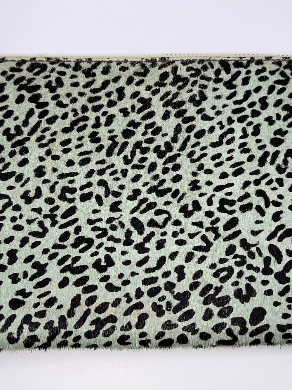 Madewell Mint Green and Black Leopard Print Clutch